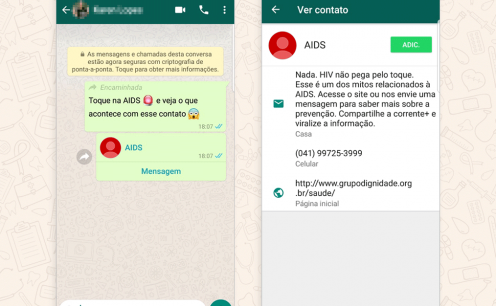 Atrav&eacute;s de corrente, campanha usa o WhatsApp para informar sobre preven&ccedil;&atilde;o da AIDS
